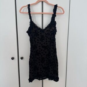 Realisation Par | Dresses | Realisation Par Black Mini Dress With Red  Floral Pattern | Poshmark